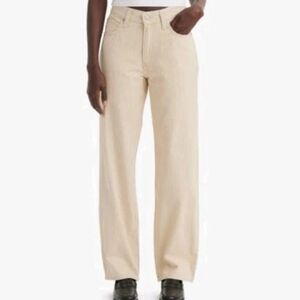 Levi's 94 Baggy Corduroy Pants Jeans Cream Mid Rise Straight Woman Sz 29 32/30"